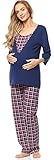 Be Mammy Damen Schlafanzug Stillpyjama V2R4N381 (Dunkelblau-2, 38 (Herstellergröße: M))