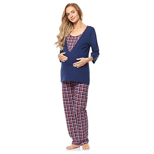 Be Mammy Pigiama Premaman con Funzione Allattamento V2R4N381 (Blu Scuro-2, M)