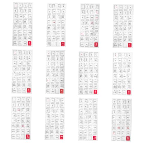 Veemoon 12 Blatt Monatskalender Aufkleber