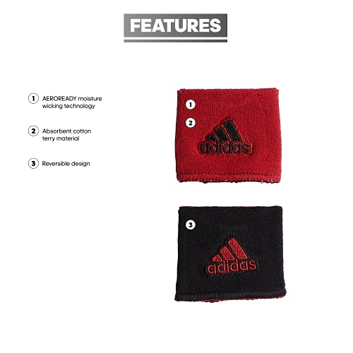 Adidas Interval Reversible Wristband, Black/Team Power Red, One Size #TOP1