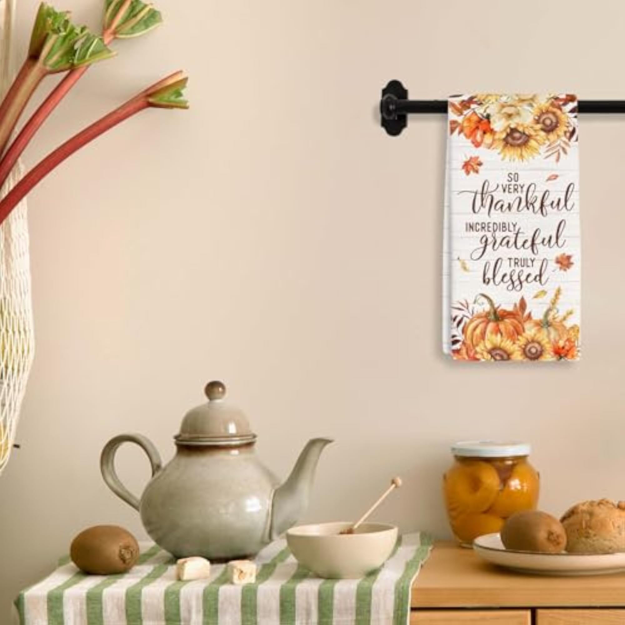 Thanksgiving Sunflower Pumpkin Kitchen Towels, Holiday Decor