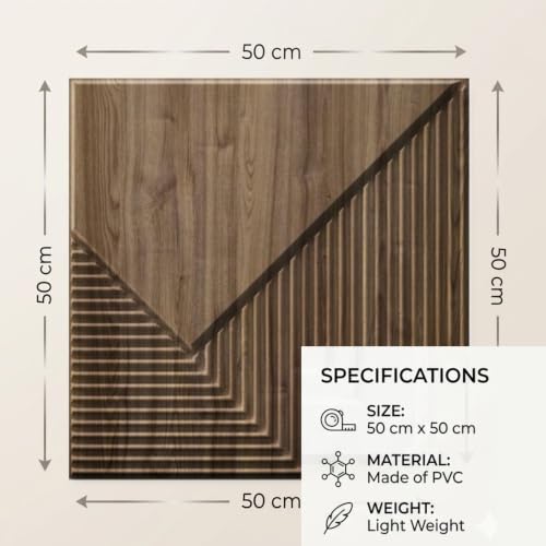 Image of Kayra Decor 3D PVC Wall Panels for Bedroom & Living Room | Plaina Design | Oak Wood Color | 19.7 x 19.7 Inch | Pack of 18 | 42.48 Sq Ft