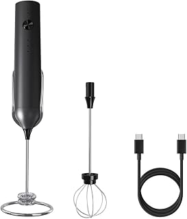 Elektrischer Milchaufschäumer, USB Wiederaufladbar Handmixer mit Doppel-Schneebesen und Ständer für Kaffee, Creme, Cappuccino, Latte, Cocktails, Saft