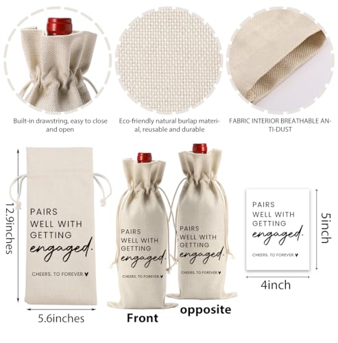 Image of Bride Engagement Gifts for Women Couples Boyfriend Girlfriend Fiance | Future Mrs Newlywed Engaged Wedding Bridal Shower Wedding Party Wine Bag Set with Wine Labeling Supplies