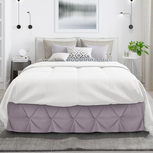Image of Nestl Dusty Purple Bed Skirt Cal King Size, Pinch Pleat Cal King Bed Skirt, 14 inch Drop Cal King Bedskirt, Hotel Quality Bed Skirts, Microfiber Bedskirt for Cal King Bed, Dusty Purple Cal King Bed Skirt