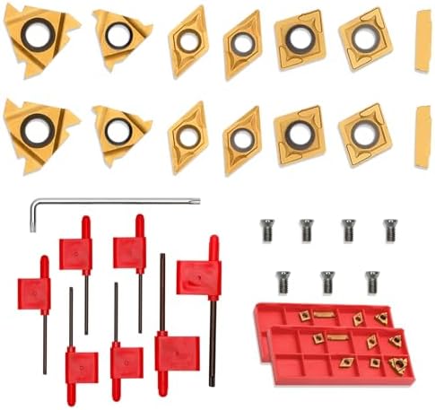 14 Pcs Turning Inserts for 1/2'' 12mm Turning Grooving Threading Boring Carbide Inserts Carbide Turning Tool