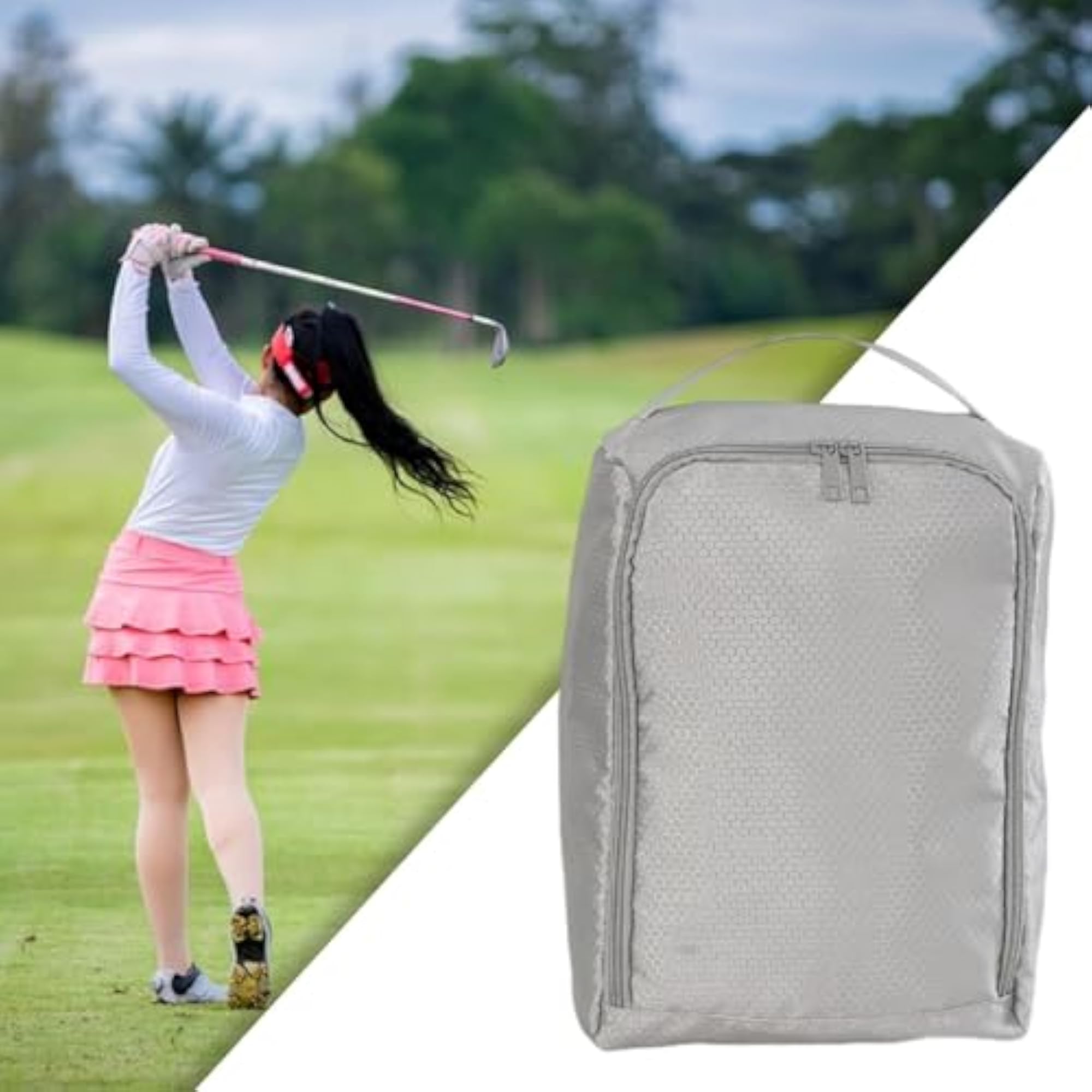 Lightweight Waterproof Golf Shoe Bag Organizer, Light Gray