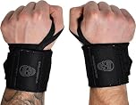 Gymreapers Weightlifting Wrist Wraps (Competition Grade) 18" Professional Quality Wrist Support with Heavy Duty Thumb Loop - Best Wrap for Powerlifting, Strength Training, Bodybuilding (Black/Black,