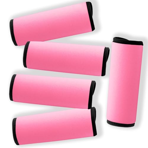 Image of Neoprene Luggage Handle Wraps for Traveling Bright Color Luggage Tags|Handle Wraps|Handle Covers (Light Pink)
