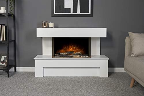 Adam Havana Fireplace Suite with Remote Control in Pure White, 43 Inch