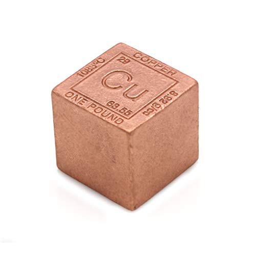 1 Pound Copper Cube Paperweight - 999 Pure Chemistry Design with Certificate of Authenticity by CoinFolio