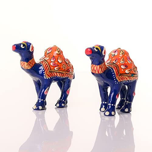 Estatuas Minakari Tradicionales Indias de Camellos Azules Set de 2 miniatura 3