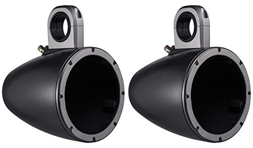 Image of Pair Kicker 43KMTES8B Black Marine 8 inch Wakeboard Tower Enclosures+Covers KMTES8