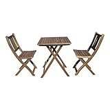 1 Tisch und 2 Stühle SEDEX Tampa Balkonset Terassen Set Bistroset Balkonmöbel 2X Klappsessel + 1x Tisch 60x60cm Massiv