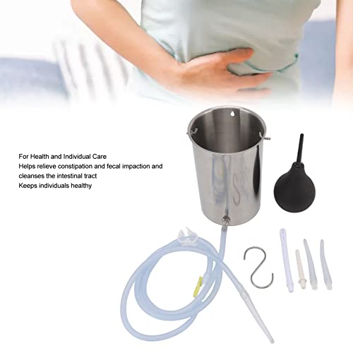YOUTHINK Kit balde de enema de aço inoxidável 304, fácil de usar com bocal macio, sistema completo d