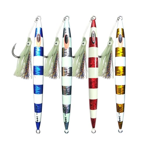 Feianoto Slow Metal Pitching Falling Jigs Glow Speed Vertical Jigs Jigging Tuna Lures Fast Saltwater Artificial Baits Jigging Fishing Plugs 200g-400g (250g 4c)
