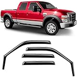 Voron Glass in-Channel Extra Durable Rain Guards for Ford F250 to F550 Super Duty 1999-2016 SuperCrew, Window Deflectors, Vent Window Visors, 4 Pieces - 200434