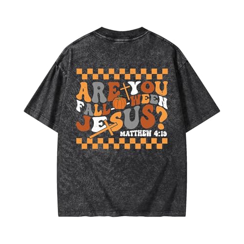 Graphic Tees Fall Halloween Novelty Women Men Cotton Oversized Matthew of Bible Christian Washed T-Shirt