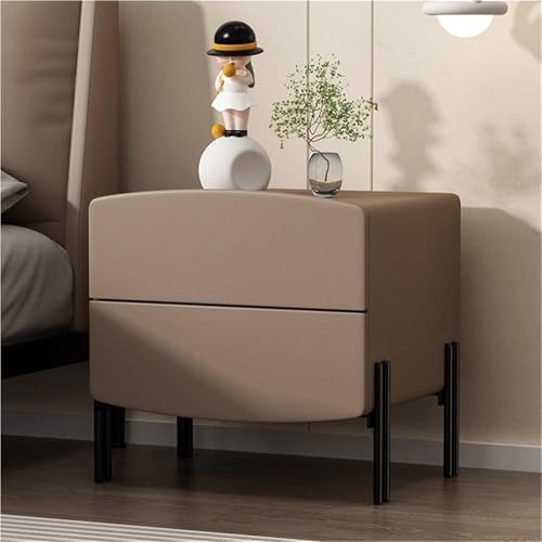 Gray Wood Nightstand with 2 Drawers - Functional Bedside Table & Storage Side Table for Living Room & Bedroom - Compact 40cm End Table