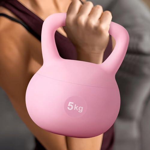 SogesHome Kugelhantel Kettlebells Soft Kettlebell 5kg Professional Kugelhantel Leise Weiche Kettlebell Fitness Hantel für Heimattraining Gym Krafttraining