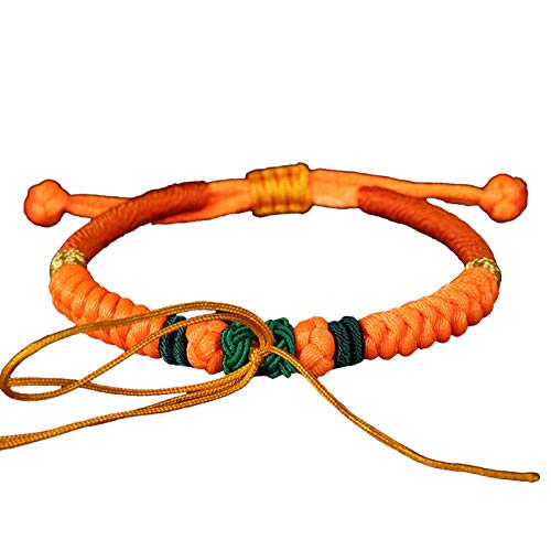 Corde tibétaine tricotée main, bracelet ethnique orange haut de gamme