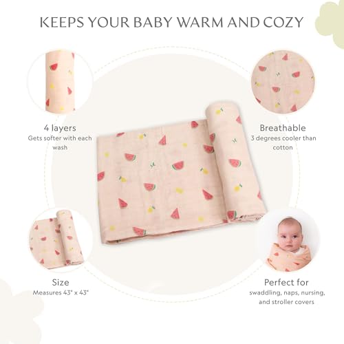 Image of Muslin Baby Swaddle - Breathable Receiving Blankets for Newborn Baby, 70% Viscose derived from Bamboo, 30% Spandex, Imported