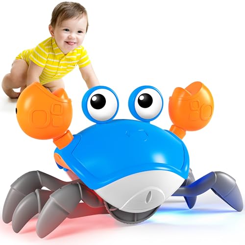 Image of Crawling Crab Toy, Infant Tummy Time Baby Toys, Fun Interactive Dancing Walking Moving Toy Babies Sensory Induction Crabs with Music, Baby Toys 0-6 to 12-18 Months Boys Girls Toddler Birthday Gift