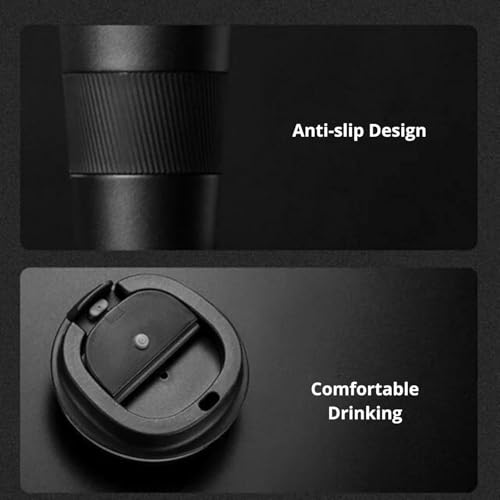 Image of Novo 500 ml Insulated Coffee Travel Mug, Double Walled Stainless Steel Tumbler, Insulated Cup with Leakproof Lid, Thermal Mug with Non-Slip Protective Cover