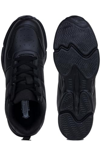 Image of ATHCO unisex-child Athst-59 School Shoes | Soft Cushioned Memory Foam Heel Pad Support | Anti Bacterial Insole | Kid's | Boy's | Girl's | Children |Uniform Shoes | Lightweight | Lace Up |Easy Wear & Care| Formal Shoes | Non-Marking Sole | Padded Textured Heel Grip Lining | Breathable | All Day Comfort