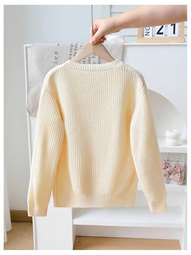 OYOANGLE Girl's Colorful Bow Cardigan Sweater Long Sleeve Crewneck Button Up Knit Sweaters2