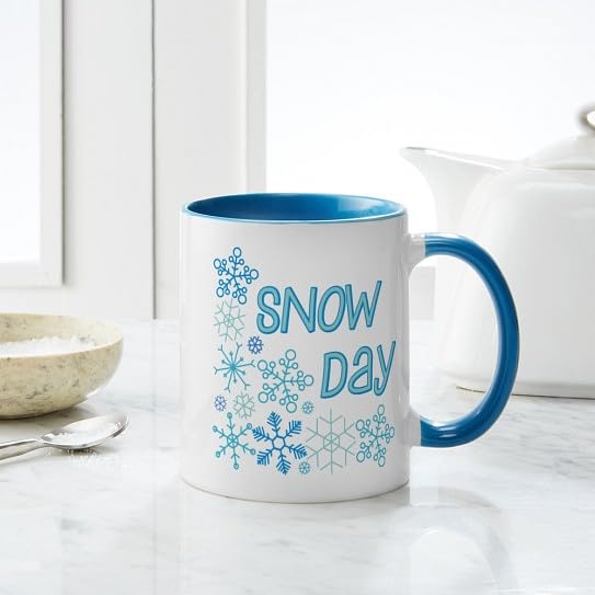 Taza de cerámica blanca con interior azul 11 oz miniatura 5