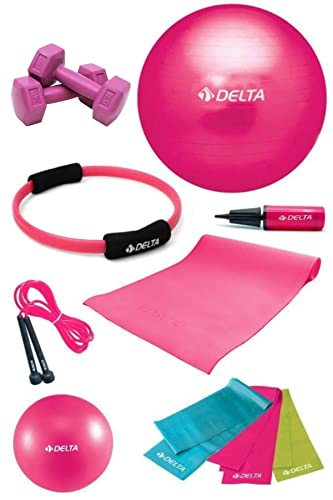 Delta 4 MM Minderli Full Pilates Seti,Fuşya,65 Cm