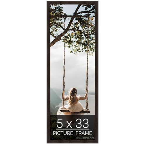 wallsthatspeak 5x33 Espresso Brown Picture Frame for Puzzles Posters Photos or Artwork
