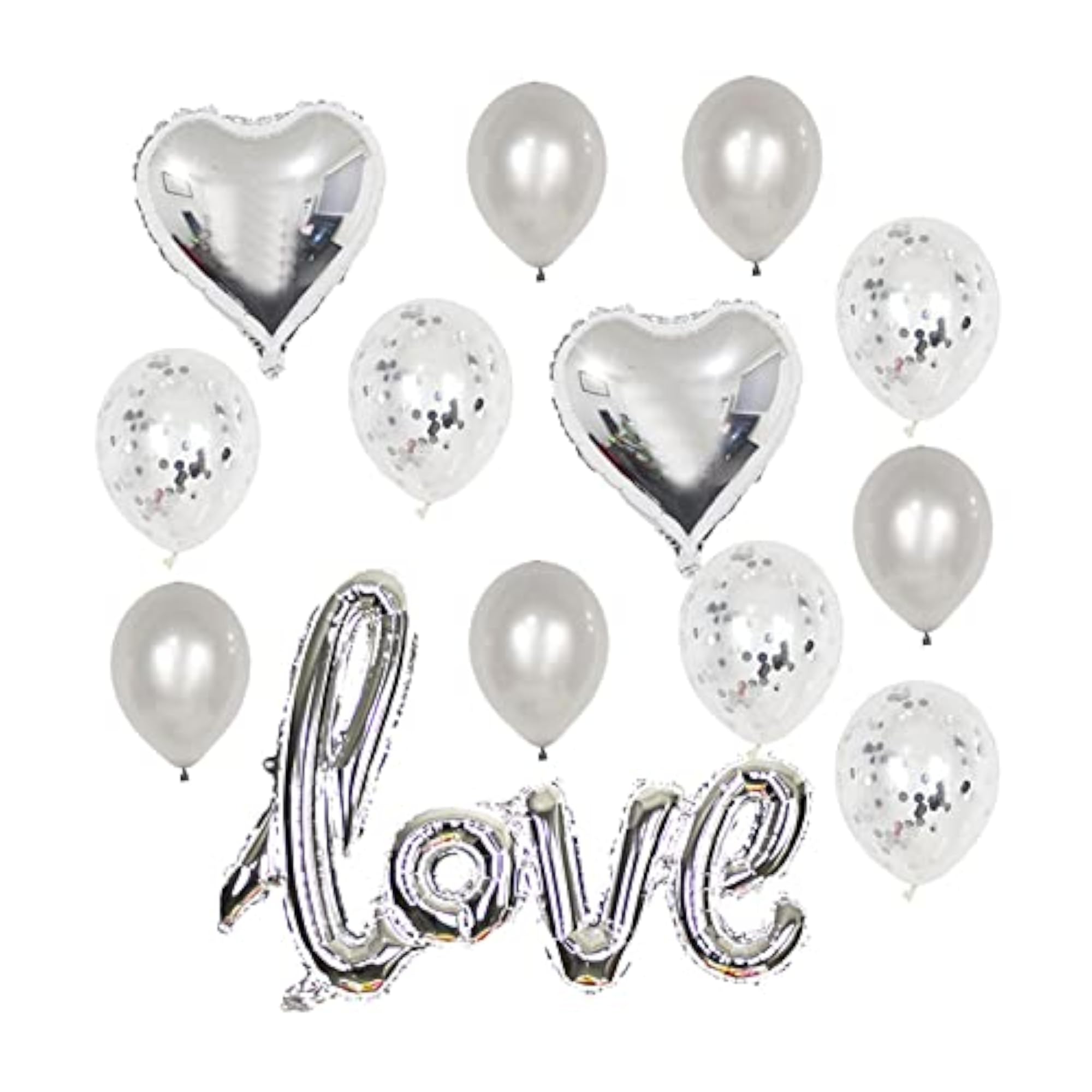 2pcs Love Letter Foil Inflatable Valentine's Day Gift Decoration, Silver