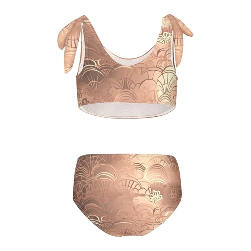 KLL Rose Gold Abstract Metallic Girls' Two Piece Bikini Sets Quick-Dry Beach Bathing Suit Bathing Suit2