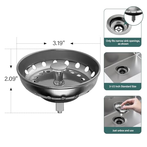 Colador de acero inoxidable para desagüe de fregadero 3.5 pulg miniatura 2