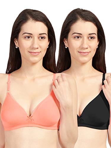 Image of SONARI Omania Womens Non-Padded Cotton Polyester Bras - Solid, Non-Wired, Medium Coverage, Hand Washable (Pack of 2)