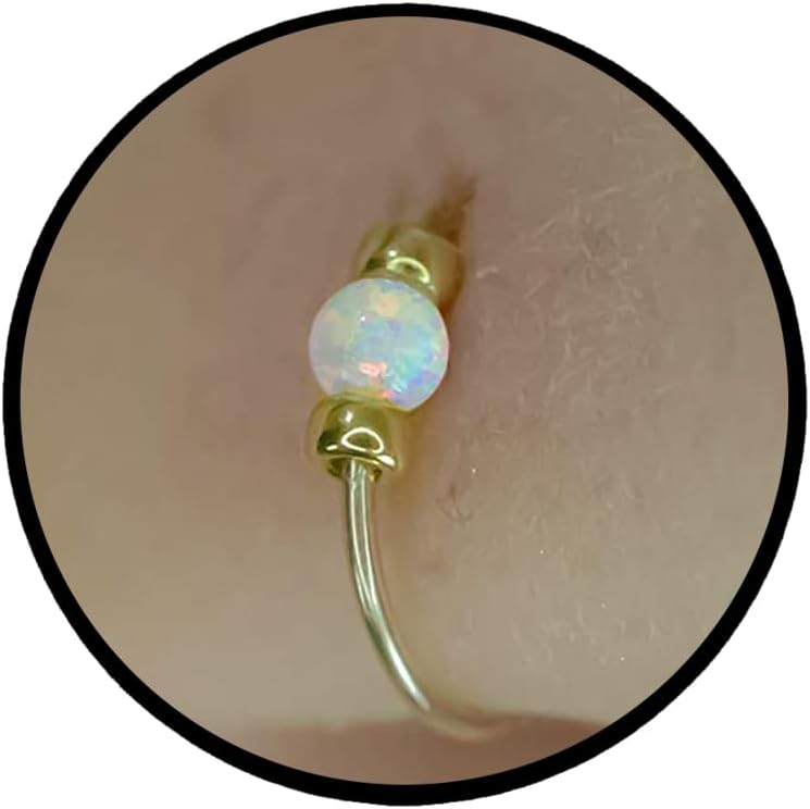 Thin Nose Ring Tiny Opal