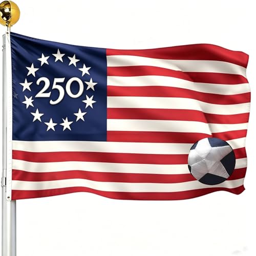 America 250th Anniversary Embroidered 4x6 Outdoor Flag- Betsy Ross 13 Stars USA Nylon Flag Heavy Duty Durable Banner with Brass Grommets for 2026 Semiquincentennial Celebration Indoor Outdoor Decoration