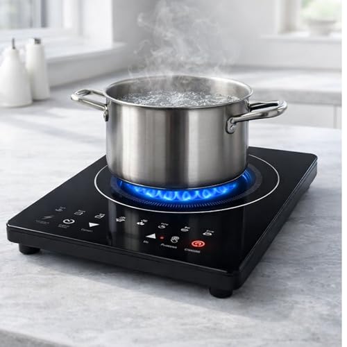 Image of Drumstone (𝐄𝐱𝐥𝐮𝐬𝐢𝐯𝐞 𝟐𝟎 𝐘𝐞𝐚𝐫𝐬 𝐰𝐚𝐫𝐫𝐚𝐧𝐭𝐲) Drumstone 2000W Induction Cooktop : Fast Heating Portable Stove : Touch Control : Energy Efficient Glass Top for Home Kitchen