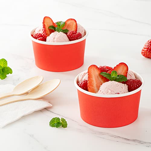 Image of Coppetta 8-Ounce Dessert Cups, 50 Disposable Ice Cream Cups - Lids Sold Separately, Sturdy, Red Paper Frozen Yogurt Bowls, For Hot And Cold Foods, Perfect For Gelato Or Mousse - Restaurantware