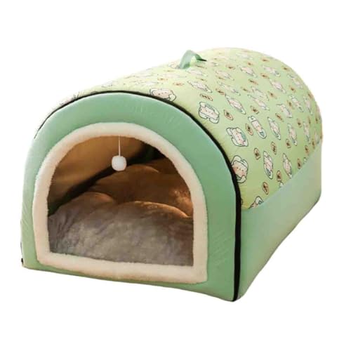 Hanshanyan ペットハウス ペットド一ム犬 ドーム型 ドーム 室内 冬用 夏用 通年 寒さ対策 おしゃれ 犬小屋 猫 犬 小/中/大型 室内用 洗える 可愛い ふわふわ クッション付き 滑り止め 折りたたみ 手提 休憩所 (3XL,E-グリーン)