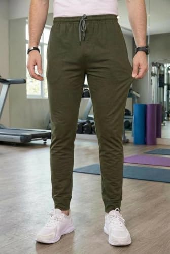Image of KASHVI Men's Athletic Pants Running Workout Joggers Lightweight Gym Jogging Track Casual Trackpants with Pockets -AI IST TP223 M Green