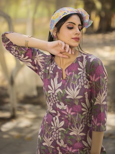 Image of Pinkmint Women's Pure Cotton Co Ord Set l Kurta Sets for Women |Kurta Sets| Printed Kurta with Pant l Stylish Pocket & 3 /4 Sleeve Women Co-ord Set (Avaiable in Plus size)
