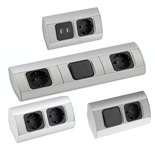 Prise de courant d'angle en aluminium avec 2 Schuko blocs - 5
