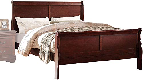 Knocbel Traditional Full Size Bed Frame, Wood Platform Bed With Slats Support, Sleigh Headboard & Footboard, Box Spring Required,85" Lx56 Wx47 H, Cherry Full Bed #TOP1