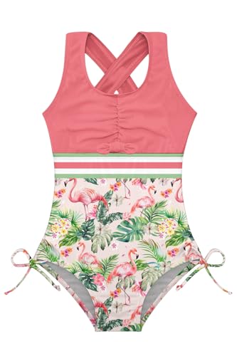 Image of BFUSTYLE Girls Swimsuit One Piece Bathing Suit 4-13 Years Sleeveless Beach Swimwear
