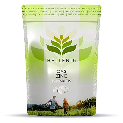 Hellenia ZINC 25mg - High Strength - 360 Tablets - for Immune Support