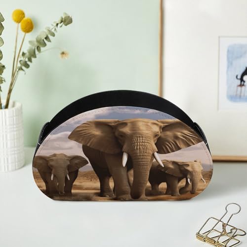 Support de télécommande en cuir éléphant : organiseur de table de chevet à 5 compartiments - 8
