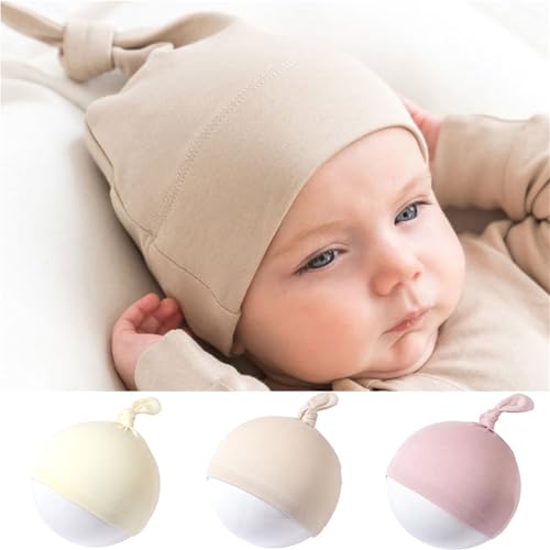 Set of 6pcs Baby Hat Newborns Headwear Soft & Breathable Knotted Hat Ear Head Protections Fetal Caps for Spring Fall Multicolor2